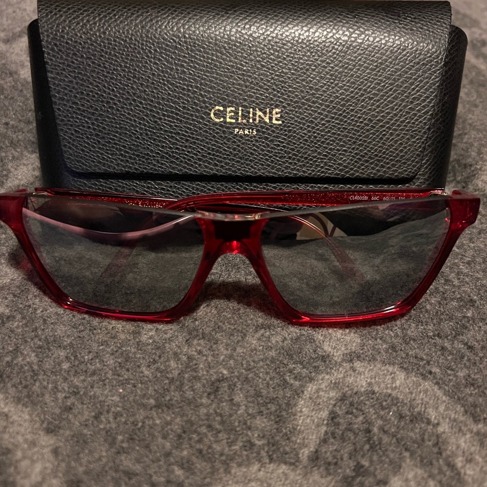 Celine vibrant red❤️‍🔥 Square Mirrored Sunglasses w/ Tags - Picture 2 of 8